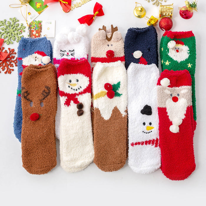 Wholesale Christmas Coral Fleece Cartoon Cartoon Short Socks JDC-SK-Lanh007