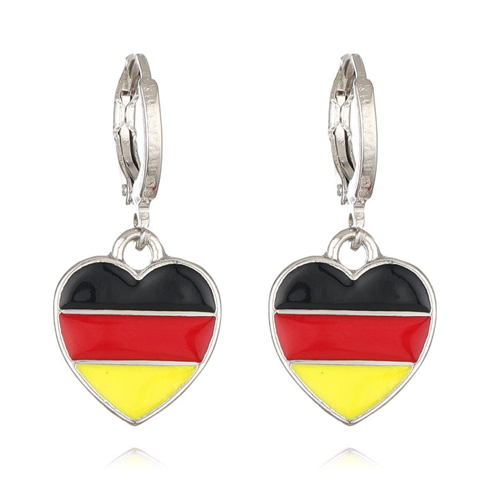 Wholesale Alloy Drop Oil Flag Earrings United Kingdom Flag Love Earrings Heart-shaped Flag Earrings