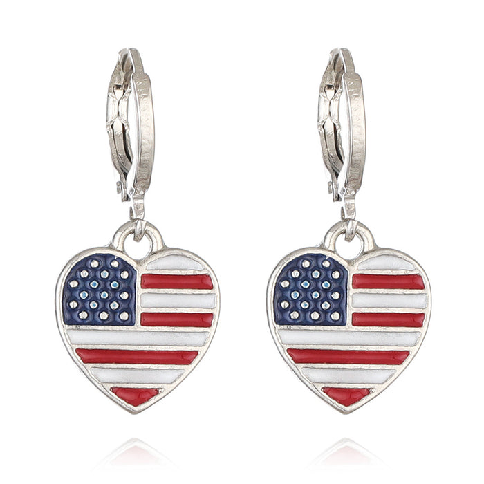 Wholesale Alloy Drop Oil Flag Earrings United Kingdom Flag Love Earrings Heart-shaped Flag Earrings