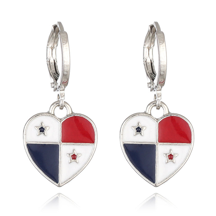 Wholesale Alloy Drop Oil Flag Earrings United Kingdom Flag Love Earrings Heart-shaped Flag Earrings
