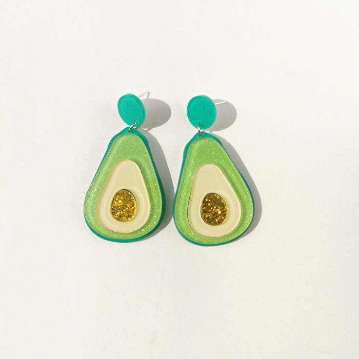 Wholesale Hamburger Avocado Exaggerated Long Acrylic Earrings JDC-ES-QingM009