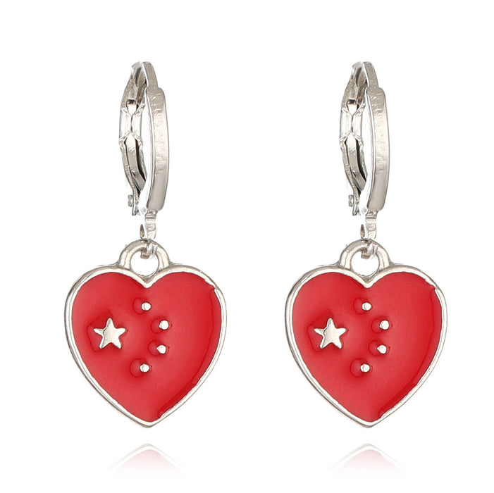 Wholesale Alloy Drop Oil Flag Earrings United Kingdom Flag Love Earrings Heart-shaped Flag Earrings