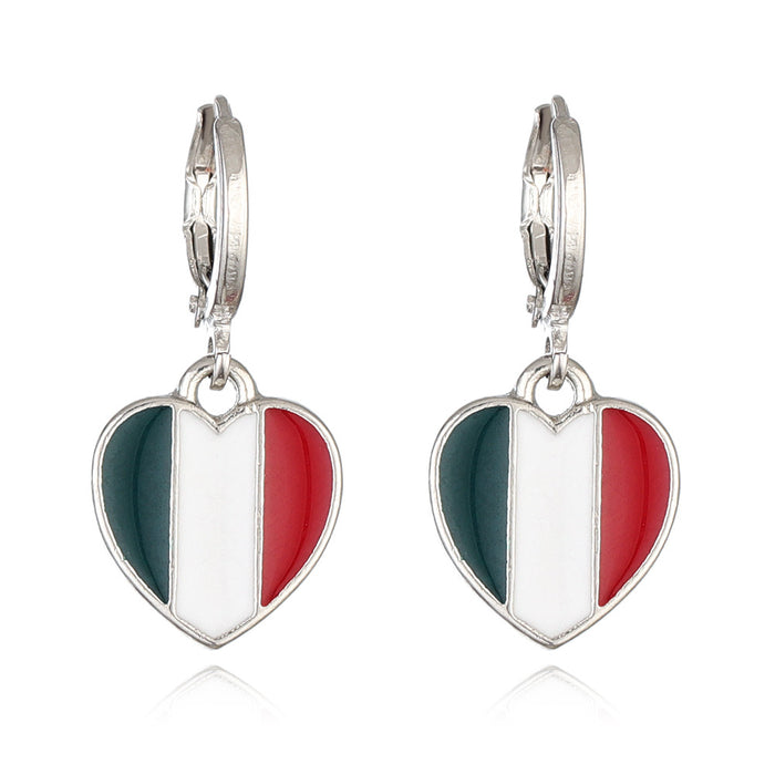 Wholesale Alloy Drop Oil Flag Earrings United Kingdom Flag Love Earrings Heart-shaped Flag Earrings