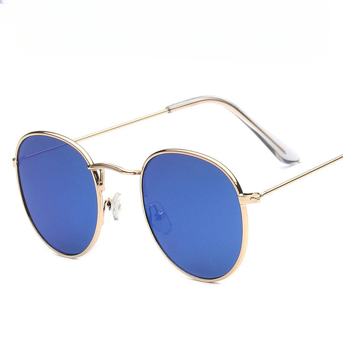 Wholesale Round Frame Colorful Reflective PC Sunglasses JDC-SG-MaN015