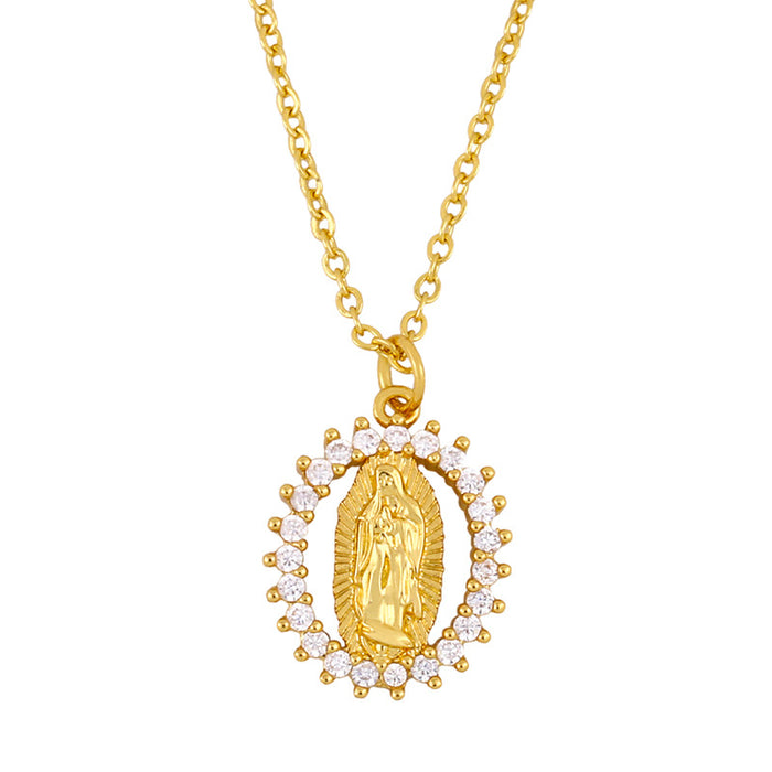 Wholesale Virgin Mary Geometric Pendant Necklace JDC-NE-AS005