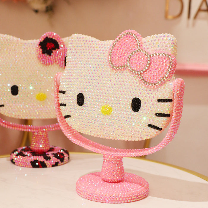 Wholesale Cartoon Cat Rhinestone Plastic Beauty Mirror JDC-VM-MingJu001