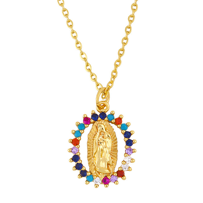 Wholesale Virgin Mary Geometric Pendant Necklace JDC-NE-AS005