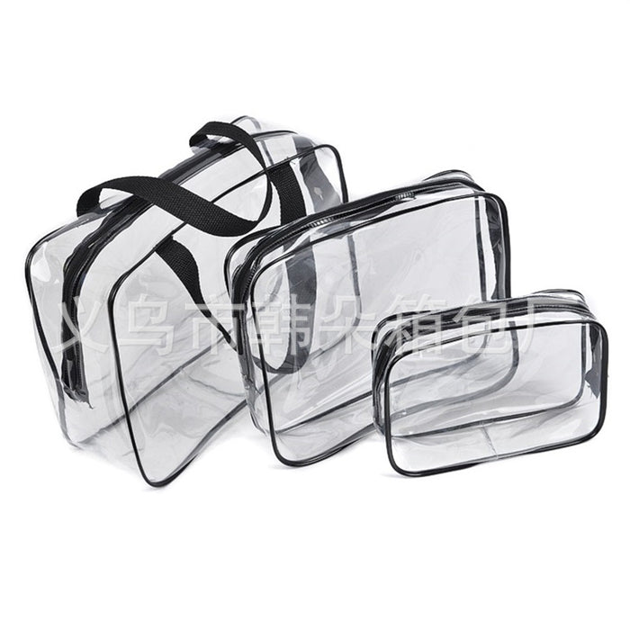 Wholesale PVC Transparent Toiletry Bag Cosmetic Bag Three-piece Set JDC-CB-HanDuo001