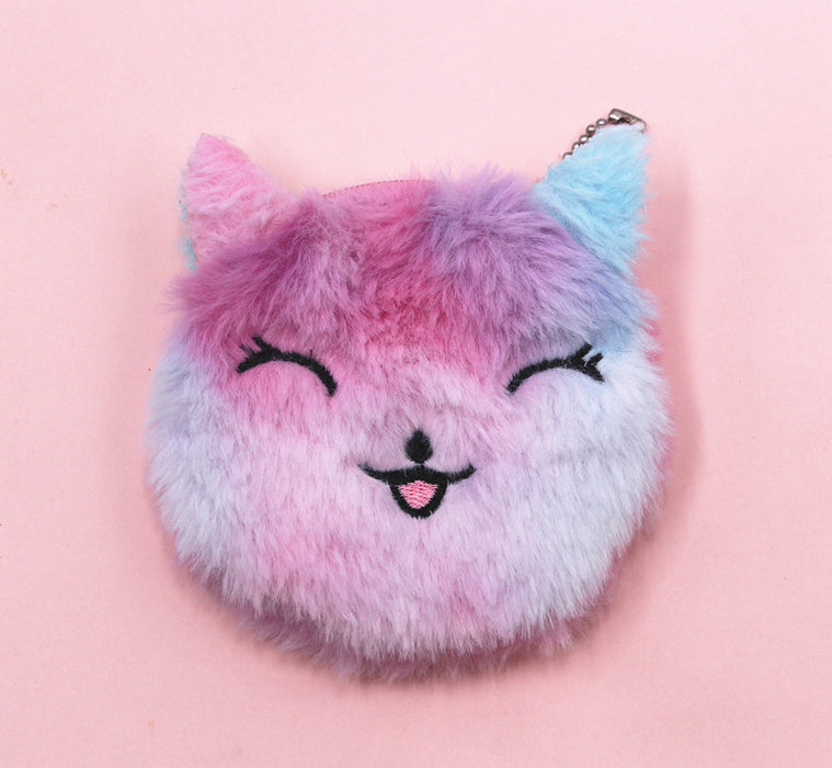 Wholesale unicorn cartoon coin purse children Cat plush coin purse key pendant bag card