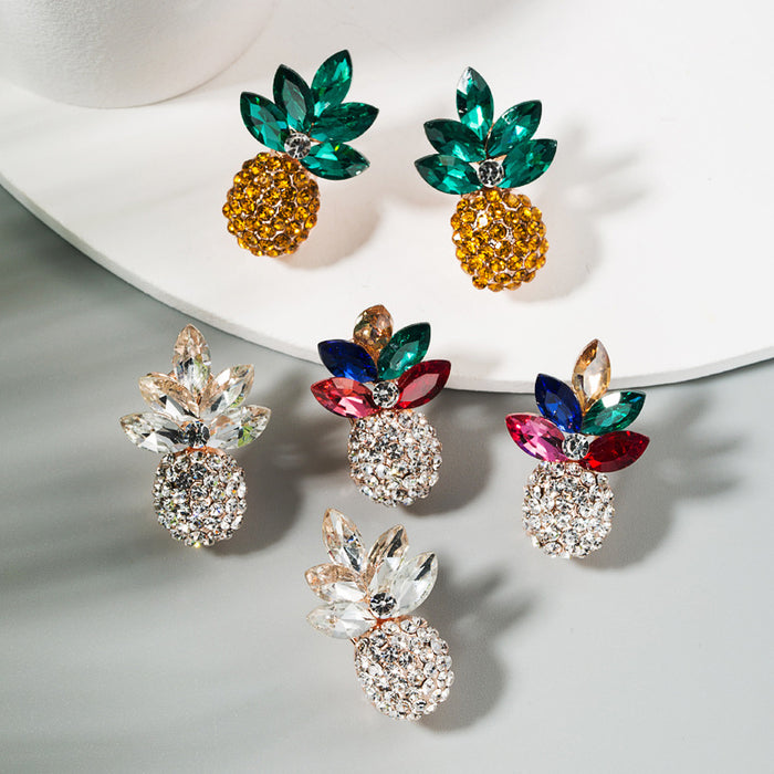 Wholesale Alloy Inlaid Color Rhinestone Pineapple Earrings JDC-ES-Hem001