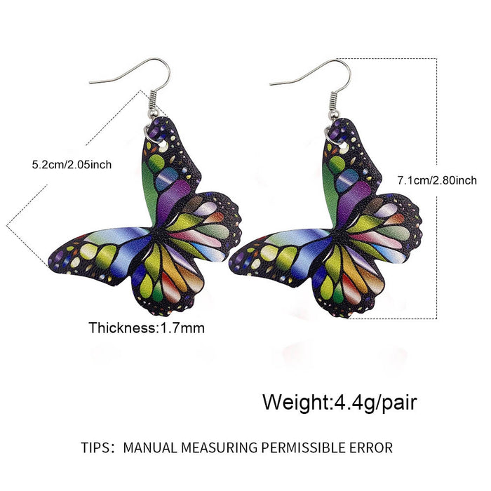 Wholesale Butterfly Leather Earrings Double-Sided Printed Pu Leather Earrings Earrings Jewelry Manufacturers
