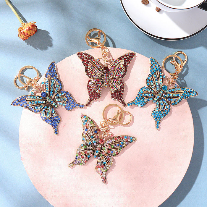 Wholesale Colorful Diamond Hollow Butterfly Alloy Keychain JDC-KC-ChaoK041