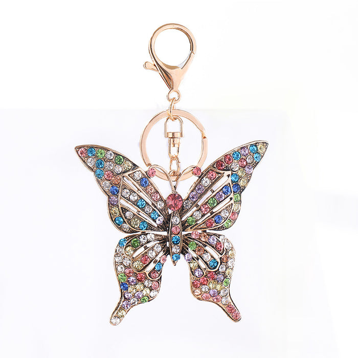 Wholesale Colorful Diamond Hollow Butterfly Alloy Keychain JDC-KC-ChaoK041