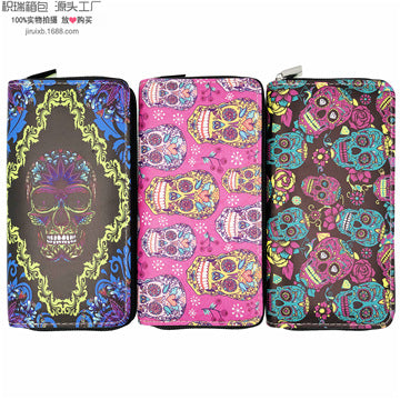 Wholesale PU Retro Bright Skull Wallet JDC-WT-JiRui006