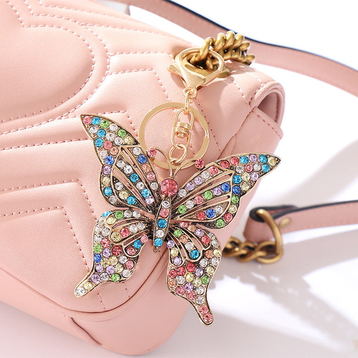 Wholesale Colorful Diamond Hollow Butterfly Alloy Keychain JDC-KC-ChaoK041