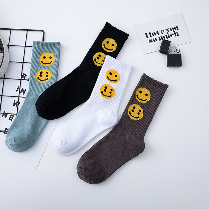 Wholesale Smiley Face Printed Long Cotton Socks JDC-SK-JiaY022