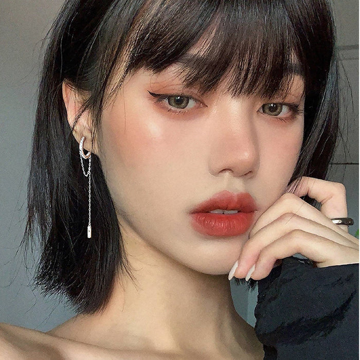 Wholesale Tassel Zircon Earrings Personalized Circle Long Earrings Earrings Square Diamond Full Diamond Chain Earrings Buckle