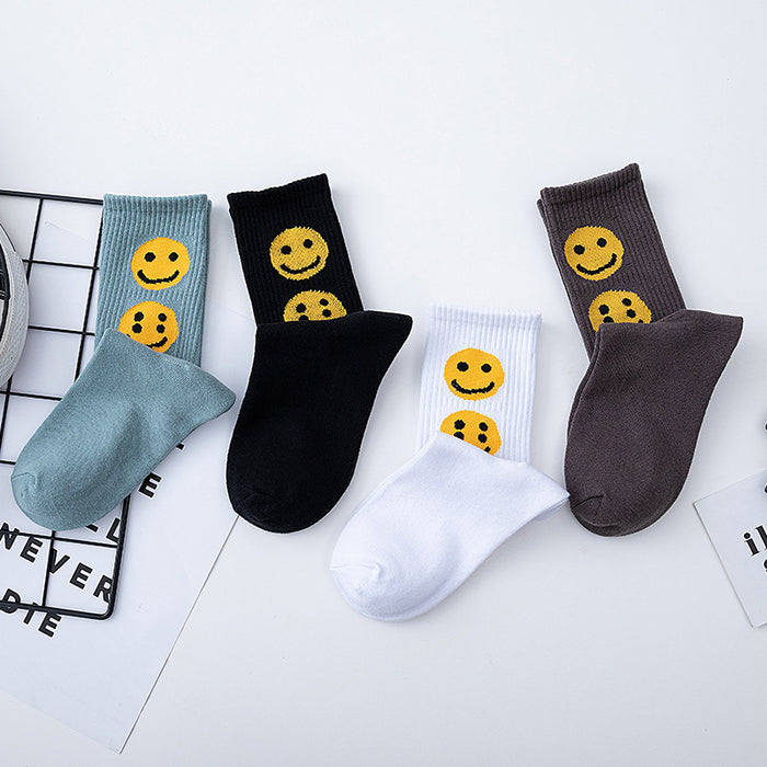 Wholesale Smiley Face Printed Long Cotton Socks JDC-SK-JiaY022