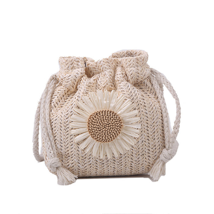 Wholesale Woven bag, women's bag, new grass woven cute bucket bag, personalized crossbody bag