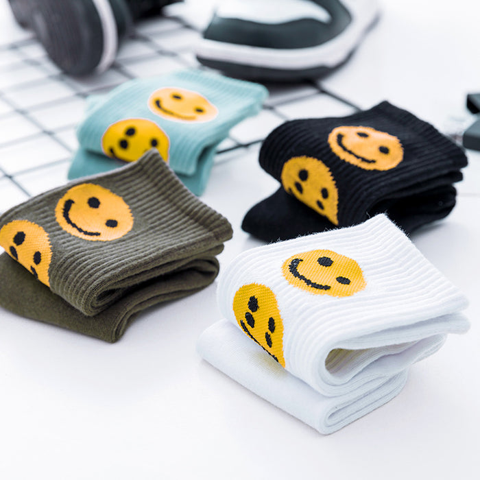 Wholesale Smiley Face Printed Long Cotton Socks JDC-SK-JiaY022