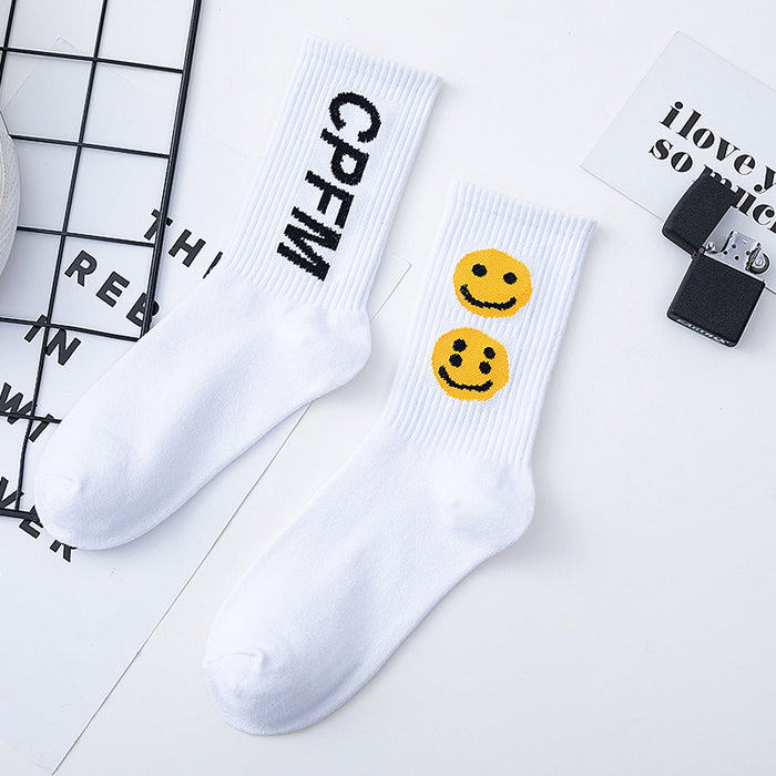 Wholesale Smiley Face Printed Long Cotton Socks JDC-SK-JiaY022