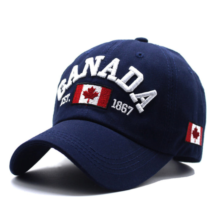 Wholesale Baseball caps embroidered with the letters CANADA,  available in multiple colors
