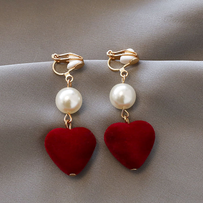 Wholesale  pearl love no ear hole ear clip women's  earrings  eardrop  earrings