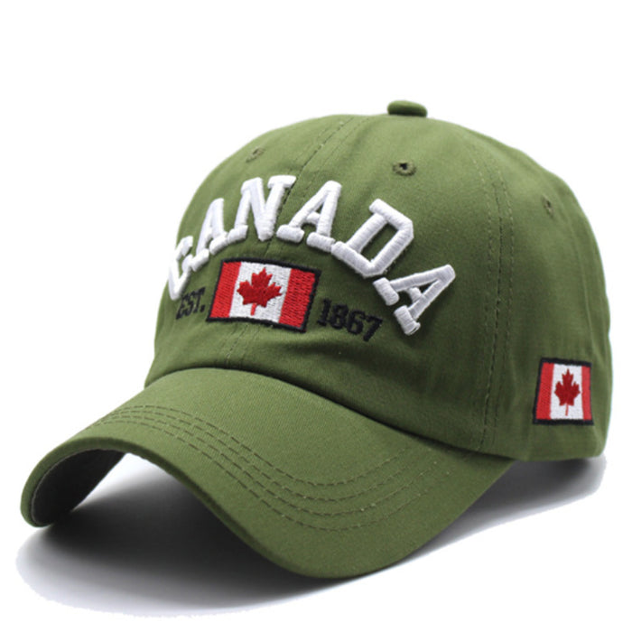 Wholesale Baseball caps embroidered with the letters CANADA,  available in multiple colors