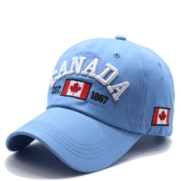 Wholesale Baseball caps embroidered with the letters CANADA,  available in multiple colors