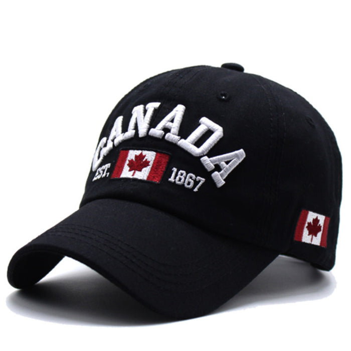 Wholesale Baseball caps embroidered with the letters CANADA,  available in multiple colors