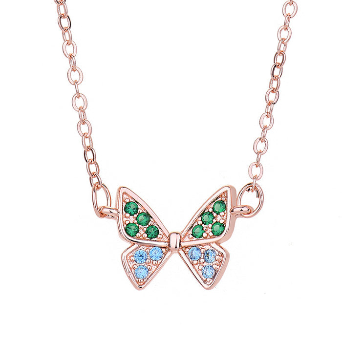 Wholesale Zircon butterfly necklace, luxurious and high-end accessory, collarbone chain