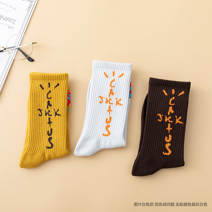 Wholesale Three-color Letter Printing Long Cotton Socks JDC-SK-JiaY021