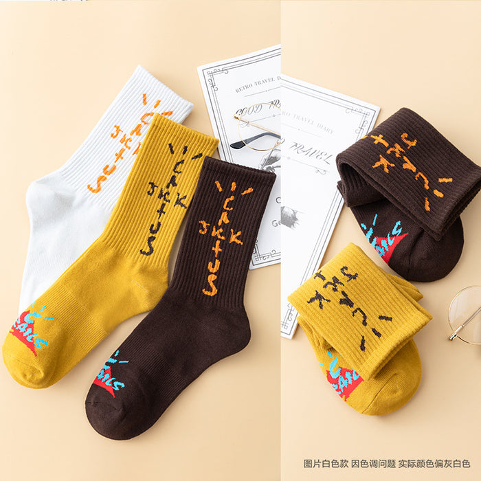 Wholesale Three-color Letter Printing Long Cotton Socks JDC-SK-JiaY021