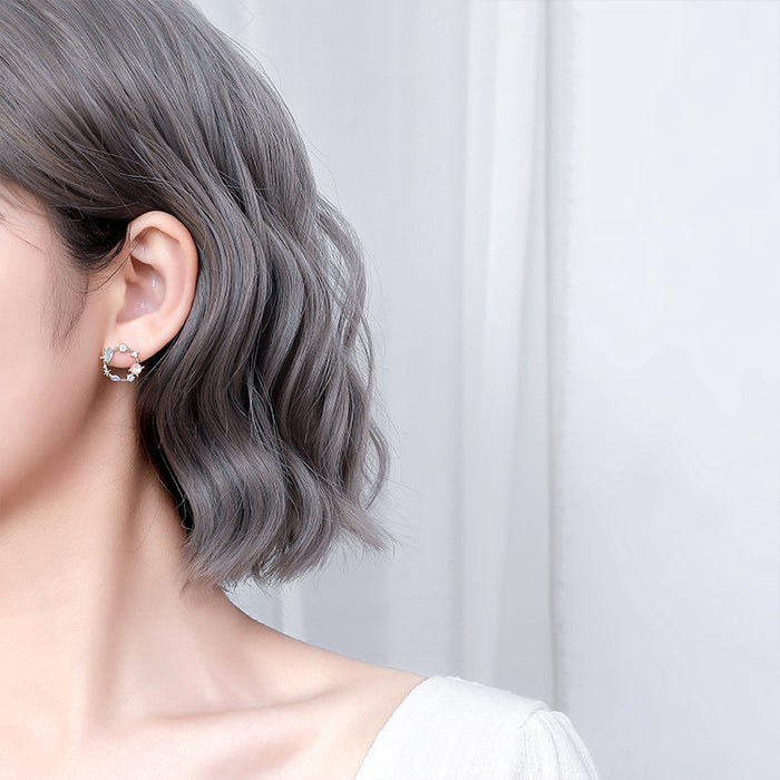 Wholesale New minimalist zircon crystal earrings with pure silver temperament and versatile circle earrings