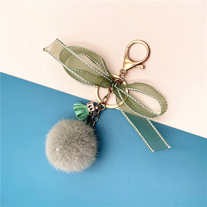 Wholesale Cute Bow Fur Ball Keychain JDC-KC-KaiY009