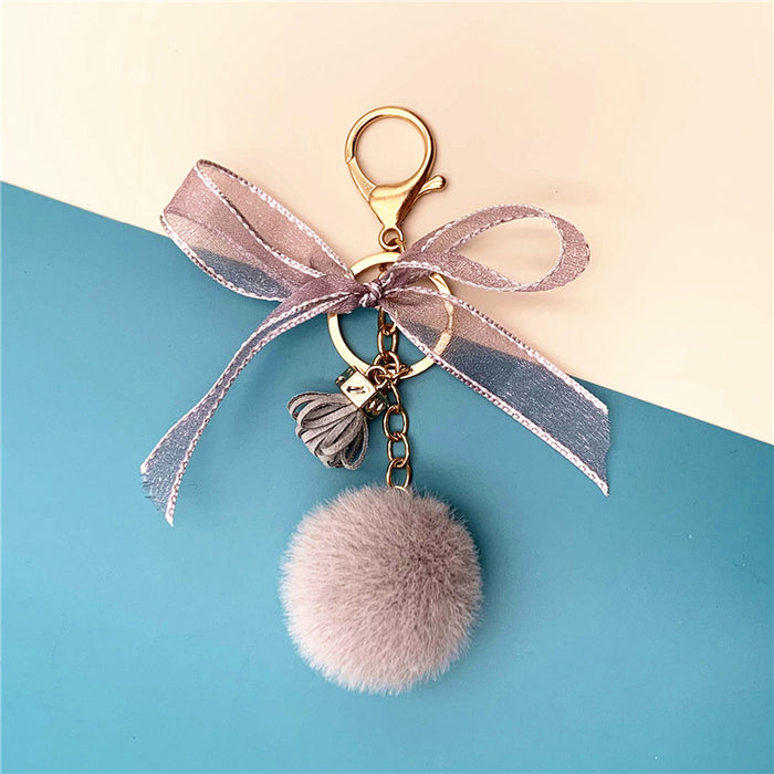 Wholesale Cute Bow Fur Ball Keychain JDC-KC-KaiY009