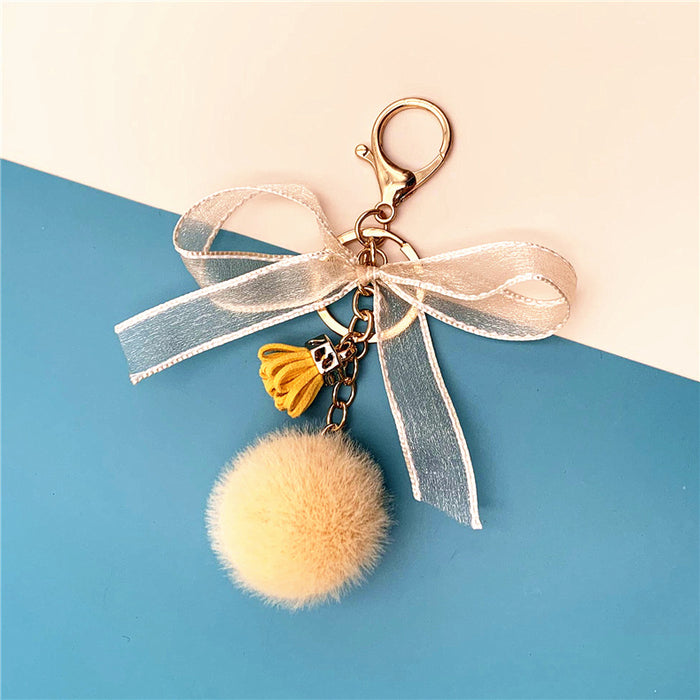 Wholesale Cute Bow Fur Ball Keychain JDC-KC-KaiY009