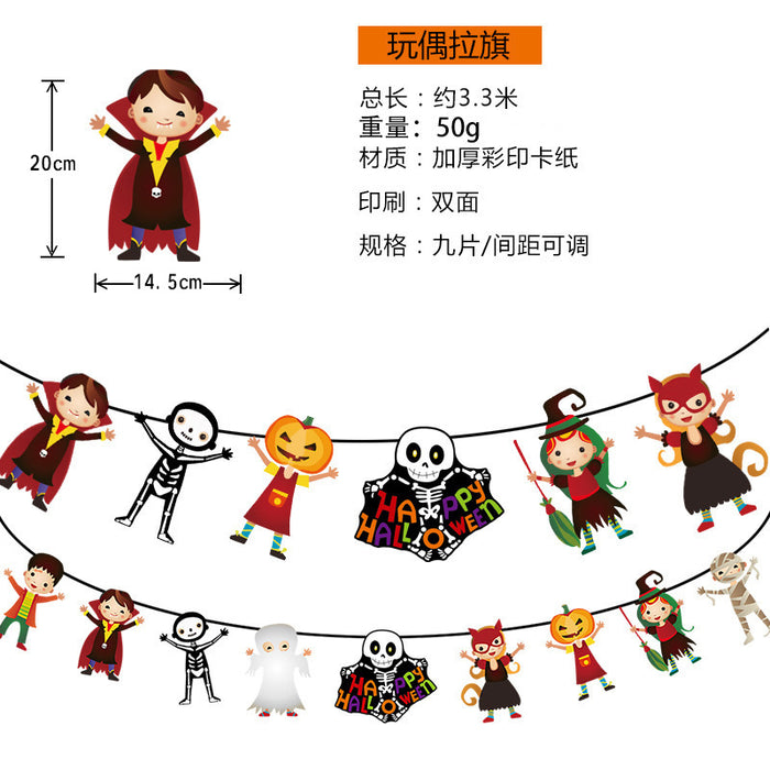 Wholesale  Flag Pendant Pumpkin Paper Flower Party Supplies Scene Layout  Decoration Triangle