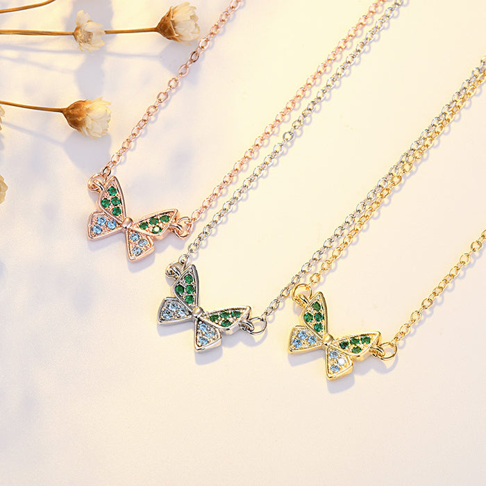 Wholesale Zircon butterfly necklace, luxurious and high-end accessory, collarbone chain