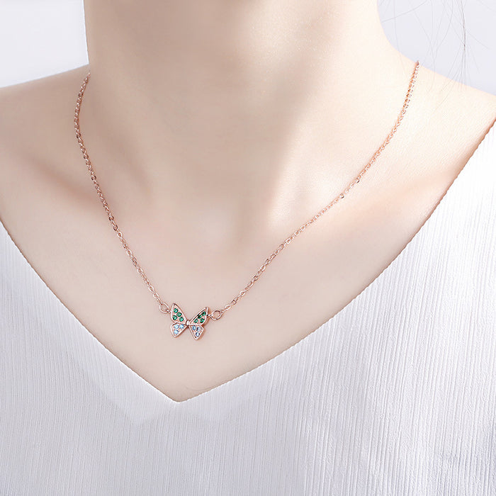Wholesale Zircon butterfly necklace, luxurious and high-end accessory, collarbone chain