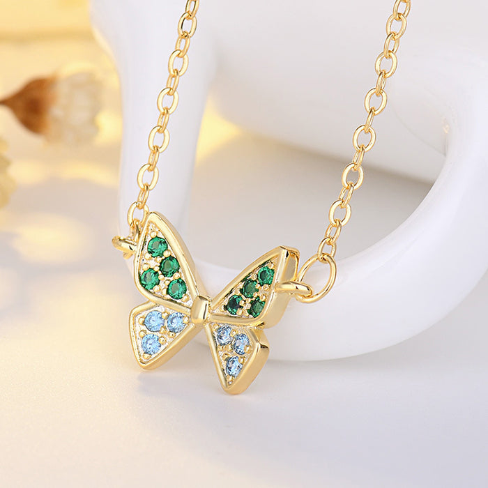 Wholesale Zircon butterfly necklace, luxurious and high-end accessory, collarbone chain