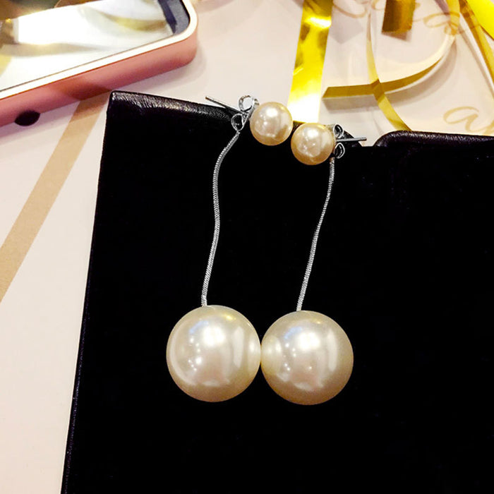 Wholesale S925 Silver Needle Size Pearl Long Earrings Tassel Earrings Ear Jewelry