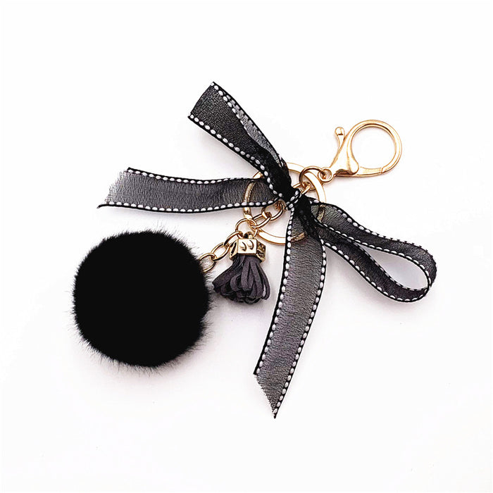 Wholesale Cute Bow Fur Ball Keychain JDC-KC-KaiY009