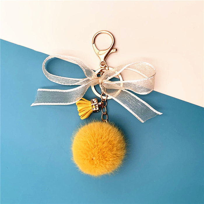 Wholesale Cute Bow Fur Ball Keychain JDC-KC-KaiY009