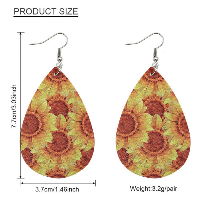 Wholesale Sunflower Flower Leather Earrings Fresh  Leather Earrings