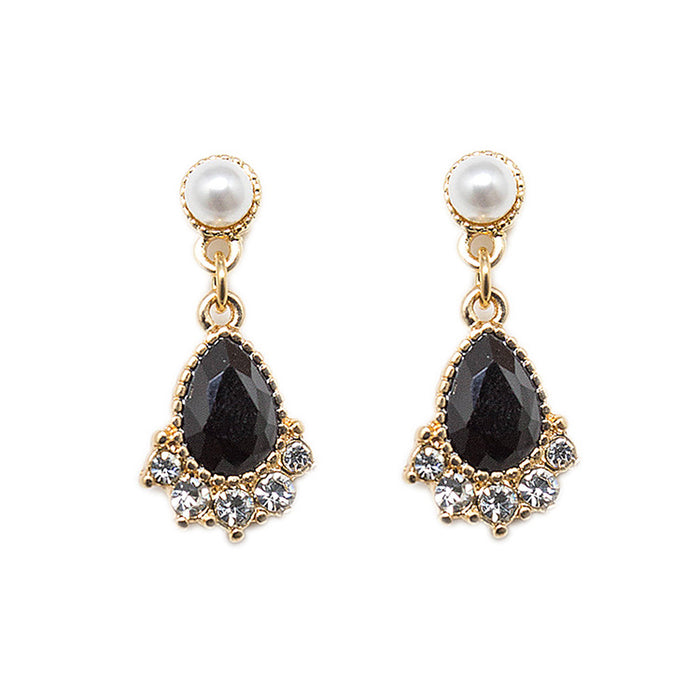 Wholesale Earrings Water Drop Retro Pearl Silver Needle Earrings