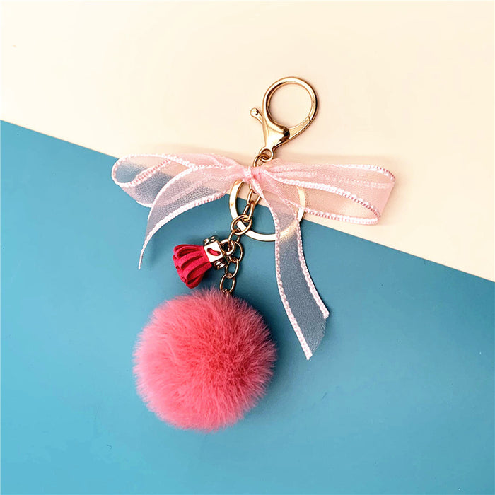 Wholesale Cute Bow Fur Ball Keychain JDC-KC-KaiY009