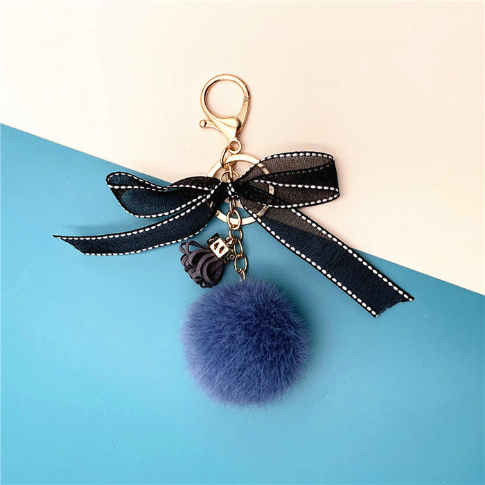 Wholesale Cute Bow Fur Ball Keychain JDC-KC-KaiY009