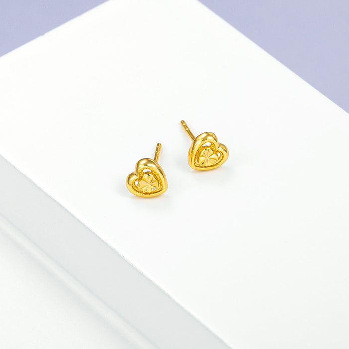 Wholesale Gold-plated Car Heart-shaped Temperament Compact Heart Earrings for Women JDC-ES-XP008