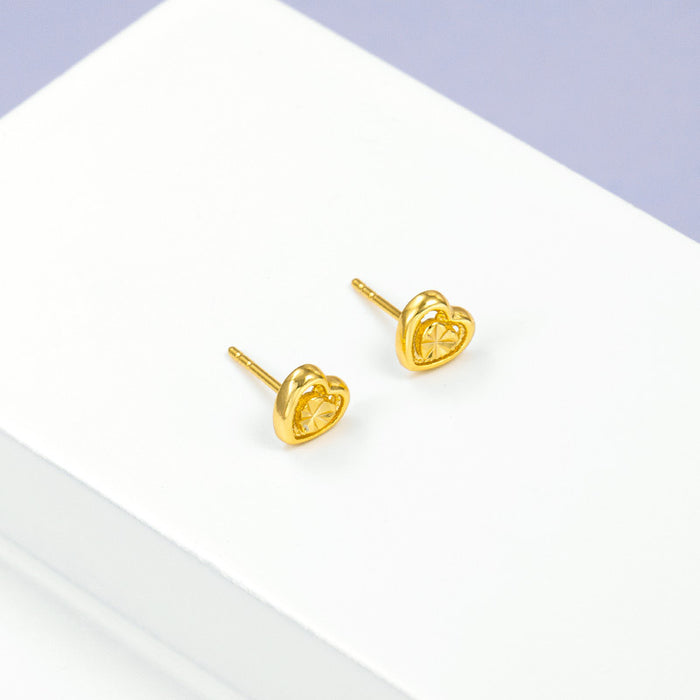 Wholesale Gold-plated Car Heart-shaped Temperament Compact Heart Earrings for Women JDC-ES-XP008